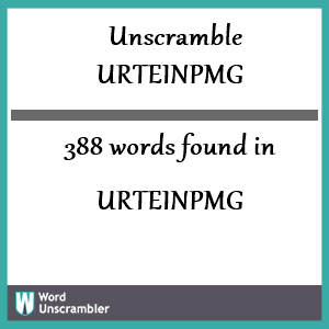 388 words unscrambled from urteinpmg