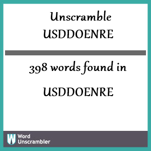 398 words unscrambled from usddoenre