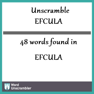 48 words unscrambled from efcula