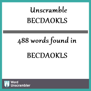 488 words unscrambled from becdaokls