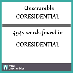 4942 words unscrambled from coresidential
