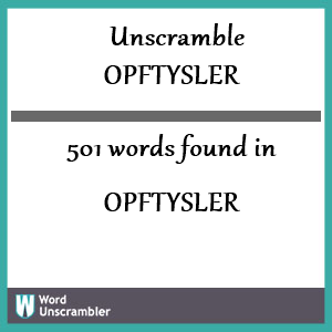 501 words unscrambled from opftysler