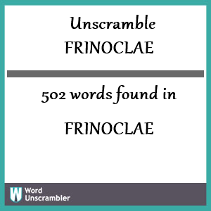 502 words unscrambled from frinoclae