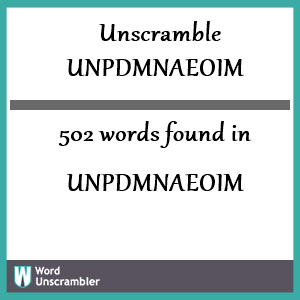 502 words unscrambled from unpdmnaeoim
