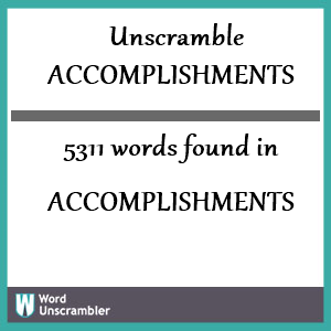 5311 words unscrambled from accomplishments