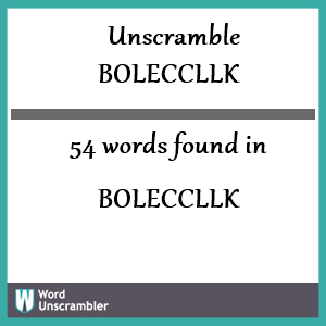 54 words unscrambled from boleccllk