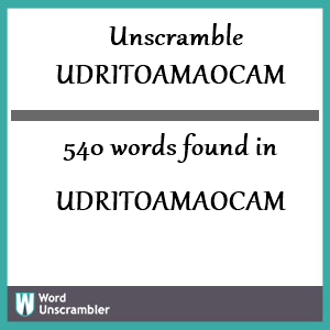 540 words unscrambled from udritoamaocam