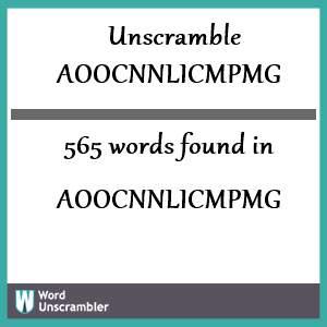 565 words unscrambled from aoocnnlicmpmg
