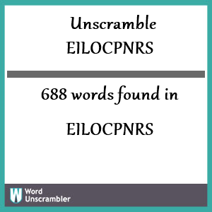 688 words unscrambled from eilocpnrs