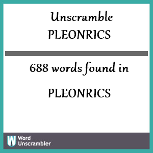 688 words unscrambled from pleonrics