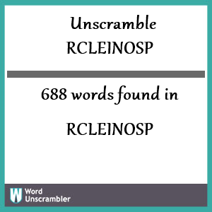 688 words unscrambled from rcleinosp