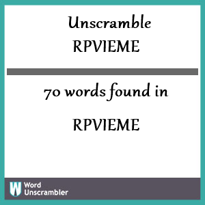 70 words unscrambled from rpvieme