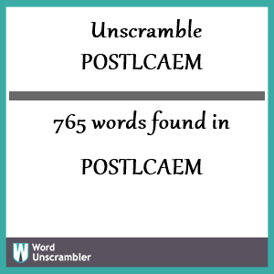 765 words unscrambled from postlcaem