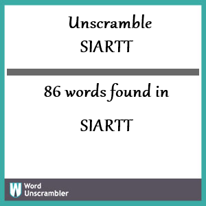 86 words unscrambled from siartt