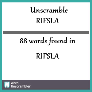 88 words unscrambled from rifsla