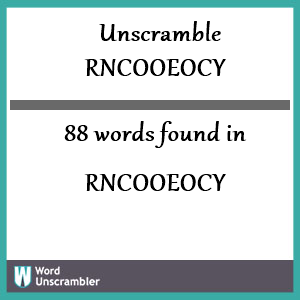 88 words unscrambled from rncooeocy