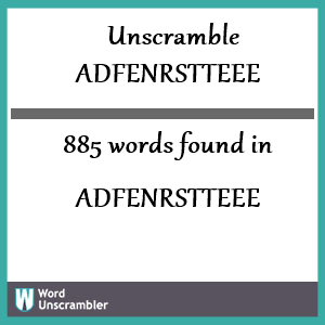 885 words unscrambled from adfenrstteee