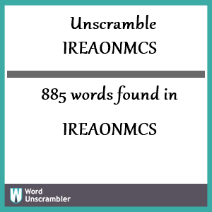 885 words unscrambled from ireaonmcs