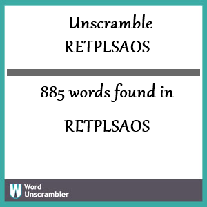 885 words unscrambled from retplsaos