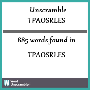 885 words unscrambled from tpaosrles