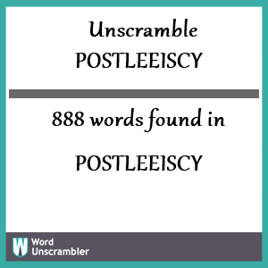 888 words unscrambled from postleeiscy