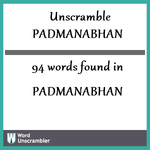 94 words unscrambled from padmanabhan
