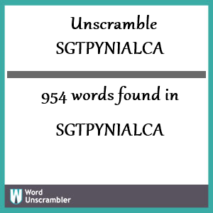 954 words unscrambled from sgtpynialca